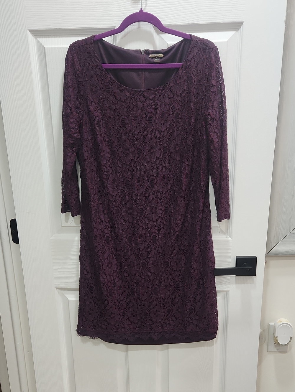 Dana Buchman Deep Plum Lace Long Sleeve Dress Sz. 14